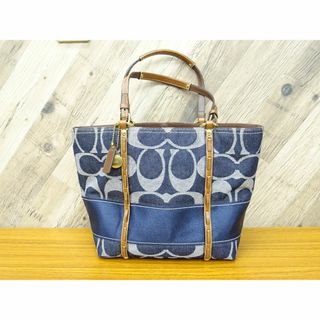 コーチ(COACH)のM池011 / COACH シグネクチャー ハンドバッグ デニム レザー(ハンドバッグ)