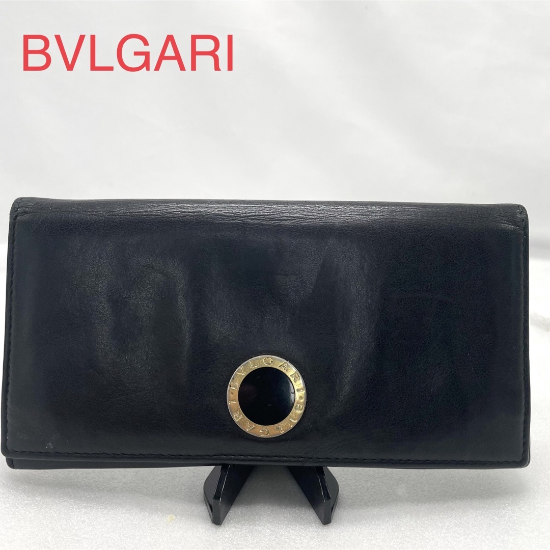 BVLGARI ブルガリ 長財布　レザー　本革　ブラック　黒　サークルロゴ