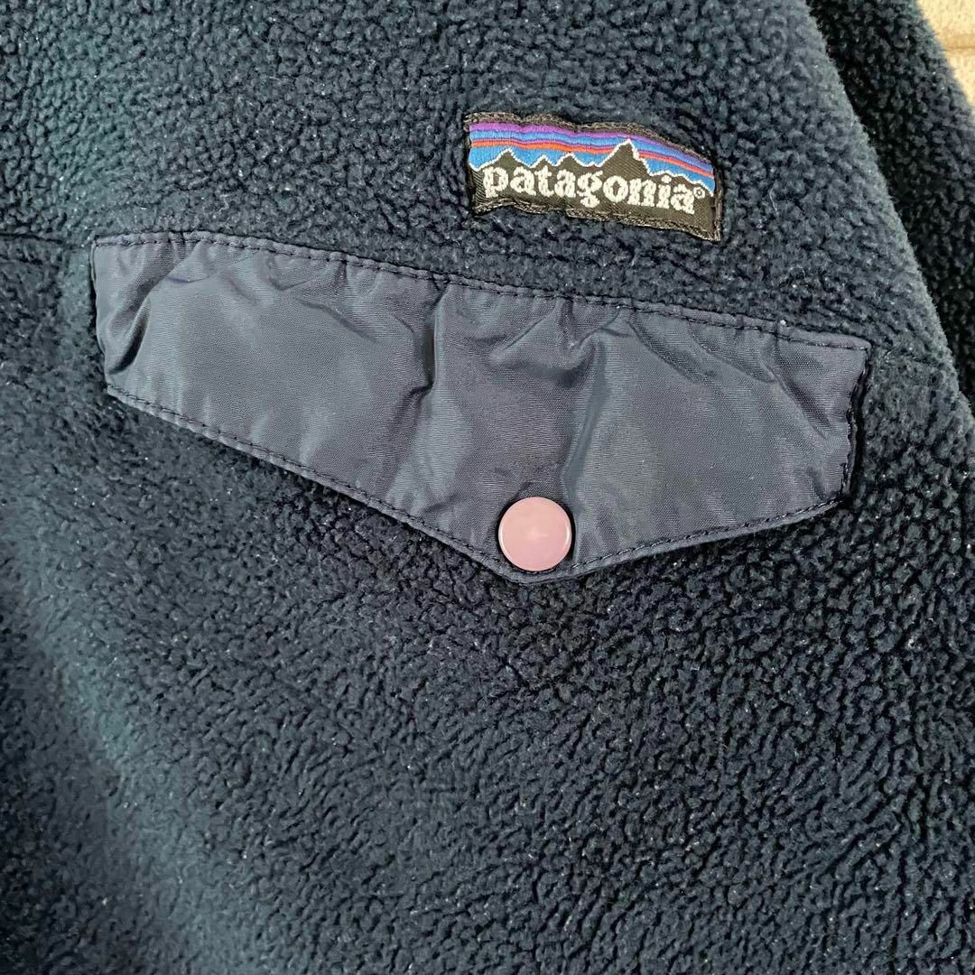 パタゴニア フリース ハーフスナップ 刺繍ロゴ ネイビー L