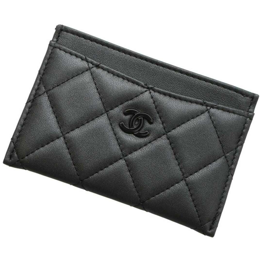 シャネル カードケース クラシック マトラッセ ココマーク ラムスキン AP0213 CHANEL 定期入れ 名刺入れ パスケース 黒