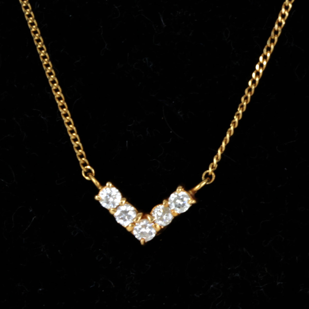 美品『USED』 K18 Vネックレス ネックレス ダイヤモンド 0.15ct 1.6g