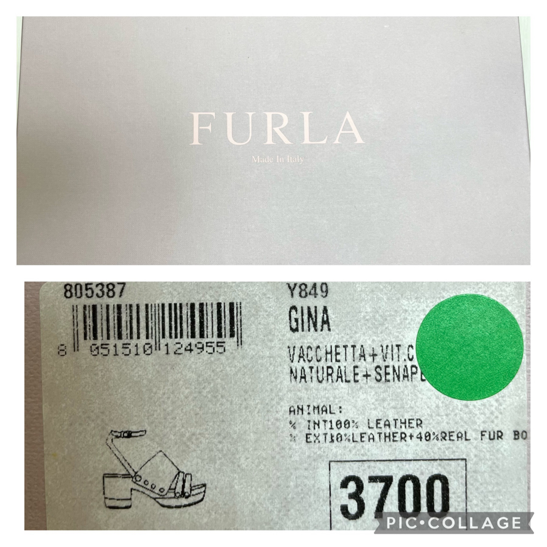 【美品】FURLA　サンダル　ウェッジソールサンダル　黄色　サイズ37　フルラ 8