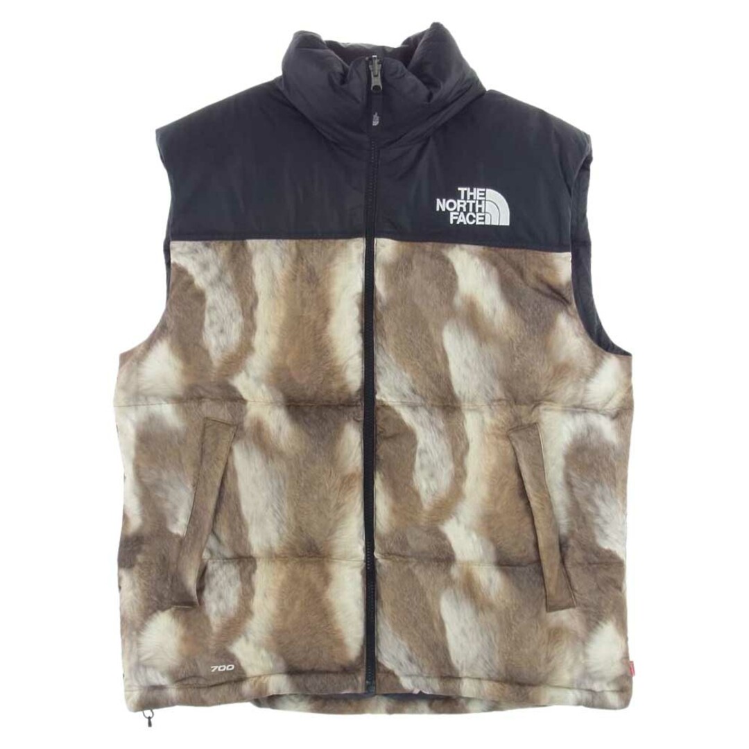 Supreme シュプリーム ベスト 13AW × THE NORTH FACE ノースフェイス Fur Print Nuptse Vest ファー柄 ヌプシ ダウンベスト M【美品】