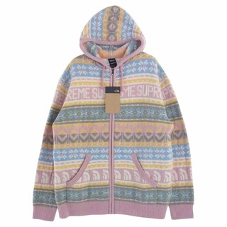 シュプリーム(Supreme)のSupreme シュプリーム パーカー 22AW NT52212I The North Face ノースフェイス Zip Up Hooded Sweater ジップ アップ フーデッド セーター フルジップ ニット パーカー ピンク系 マルチカラー系 L【新古品】【未使用】【中古】(パーカー)