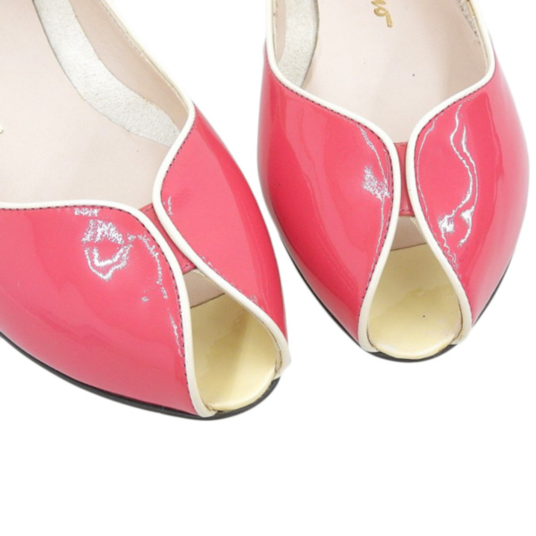 Ferragamo(フェラガモ)の未使用 フェラガモ Salvatore Ferragamo パテントレザー オープントゥ バレエシューズ ピンク size5 Y01332 レディースの靴/シューズ(バレエシューズ)の商品写真