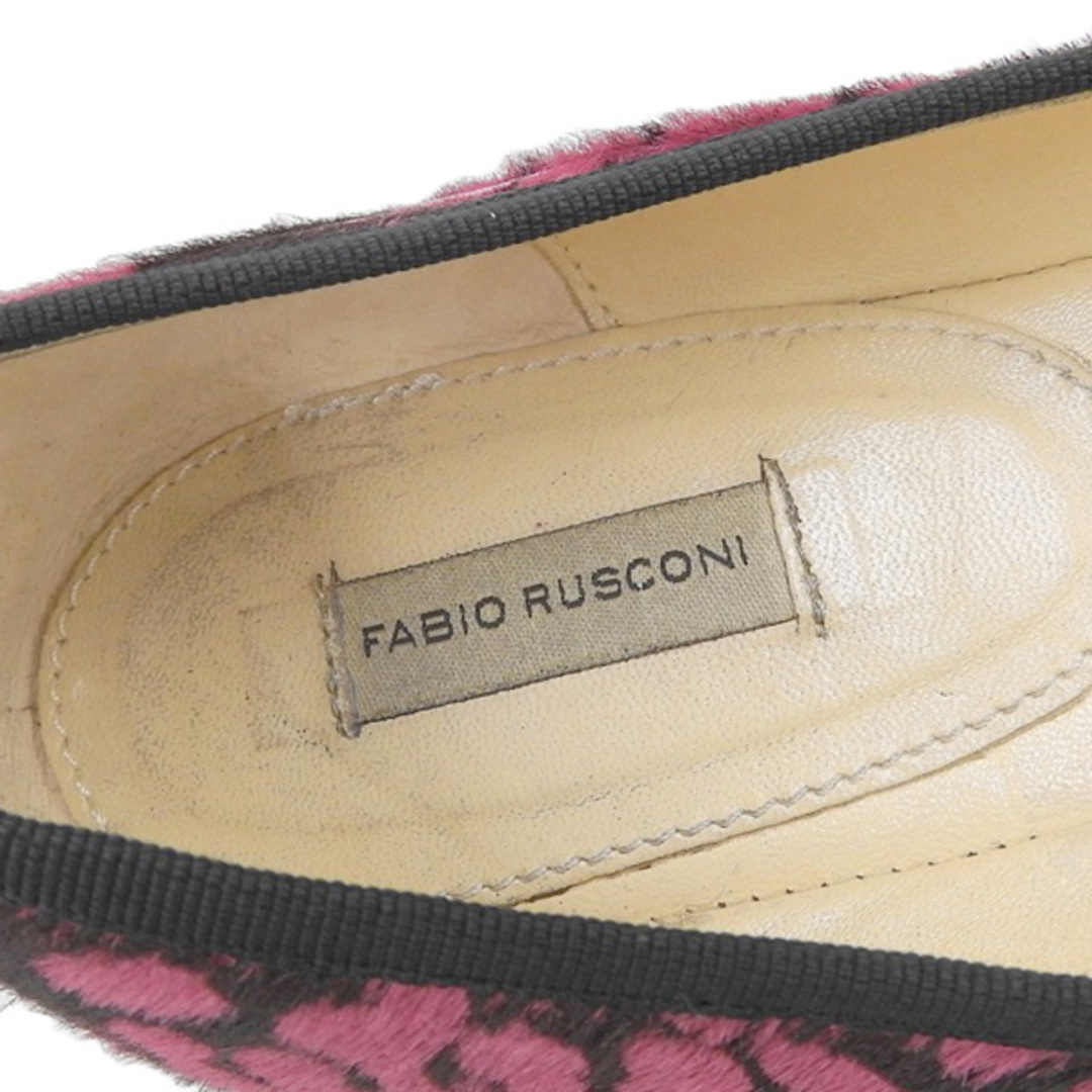 FABIO RUSCONI(ファビオルスコーニ)のファビオルスコーニ Fabio Rusconi ハラコ パテント バレエシューズ ブラック レッド size37 1/2 Y01333 レディースの靴/シューズ(バレエシューズ)の商品写真