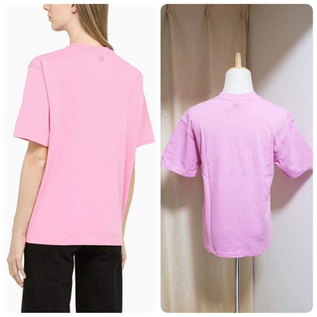 【2023春夏】 Ami paris アミパリス クルーネック Tシャツ ピンク レディースのトップス(Tシャツ(半袖/袖なし))の商品写真