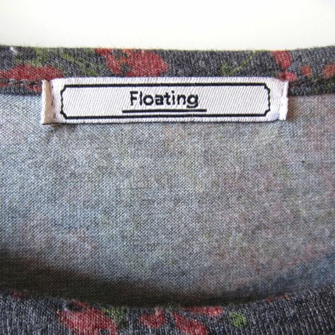 美品　Floating 七分袖カットソー グレー　花柄 レディースのトップス(カットソー(長袖/七分))の商品写真