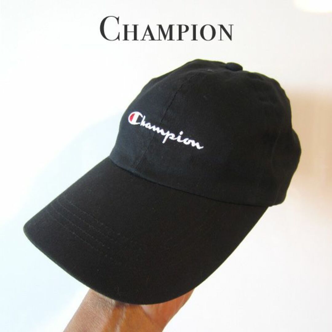 Champion(チャンピオン)のChampion　刺繍ロゴ　ベースボールキャップ　黒 メンズの帽子(キャップ)の商品写真