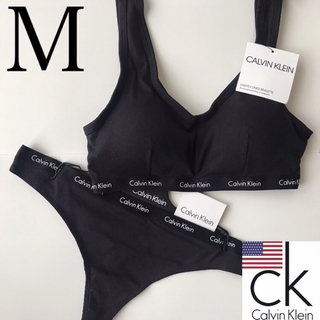 カルバンクライン(Calvin Klein)のレア 新品 USA カルバンクライン ブラ Tショーツ 下着 黒 M(ブラ&ショーツセット)