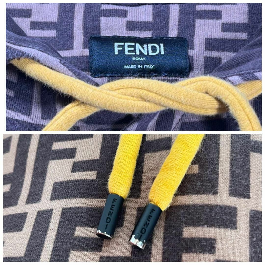 【極美品】FENDI フェンディ　ズッカ柄　総柄プルオーバーパーカー　フーディ