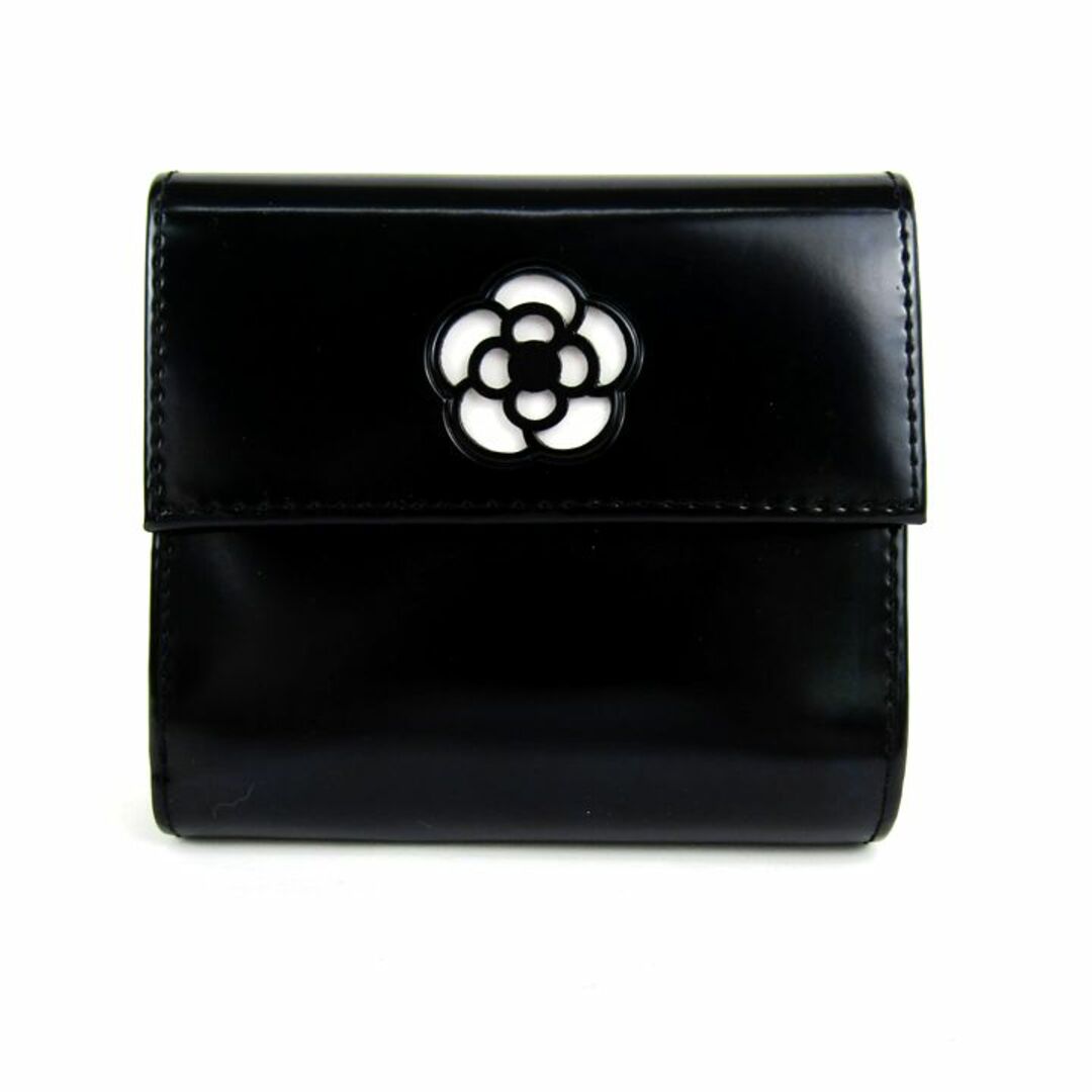 クレイサス 二つ折り財布 未使用 訳あり カメリア 小銭入れあり ブランド 黒/白 レディース ブラック CLATHAS