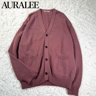 AURALEE リブニット　カーディガン　レッド