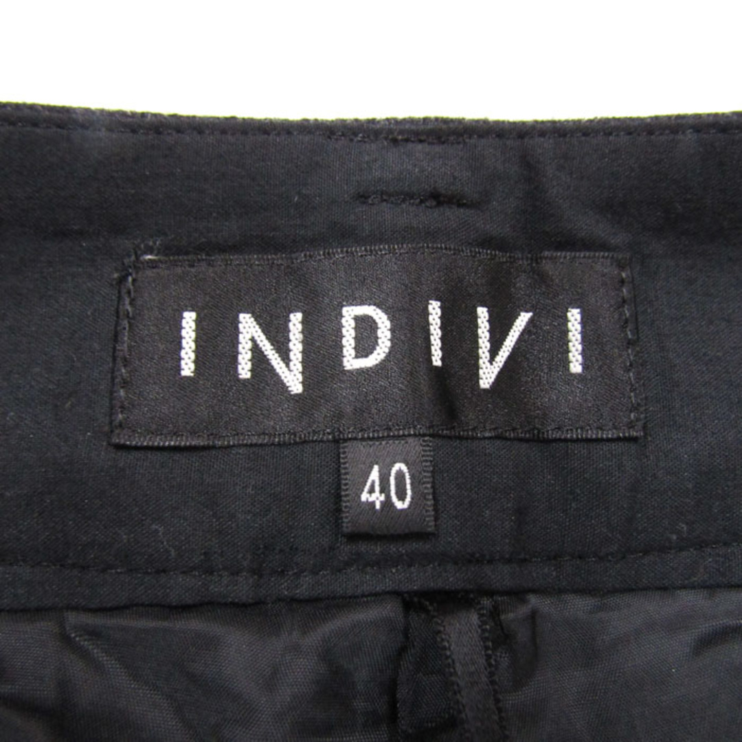 INDIVI(インディヴィ)のインディヴィ クロップドパンツ 日本製 カシミヤ・ウール混 ストレッチ ボトムス レディース 40サイズ ブラック INDIVI レディースのパンツ(クロップドパンツ)の商品写真