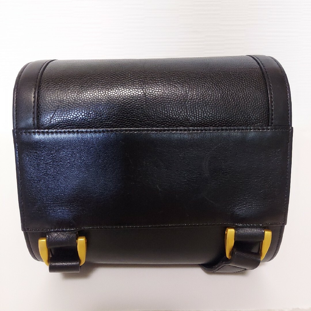 美品)銀座かねまつ 2way バッグ リュック ハンド レザー 革 ブラック