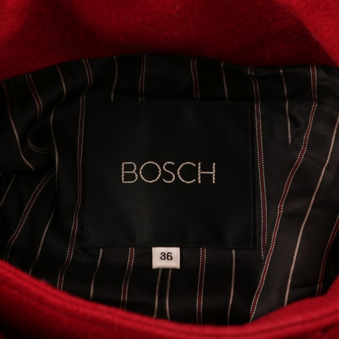 BOSCH(ボッシュ)のボッシュ ハーフコート スタンドカラー ダブルブレスト ウール100% 無地 アウター レディース 36サイズ ワインレッド BOSCH レディースのジャケット/アウター(その他)の商品写真
