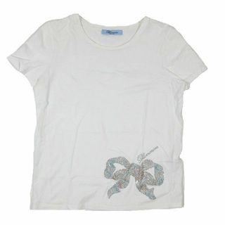 ブルマリン(Blumarine)のブルマリン Blumarine Tシャツ カットソー 半袖 ラインストーンリボン(Tシャツ(半袖/袖なし))