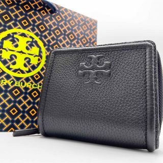 トリーバーチ(Tory Burch)の【新品 未使用】トリーバーチ 二つ折り財布 THEA ティア ラウンドジップ 黒(財布)