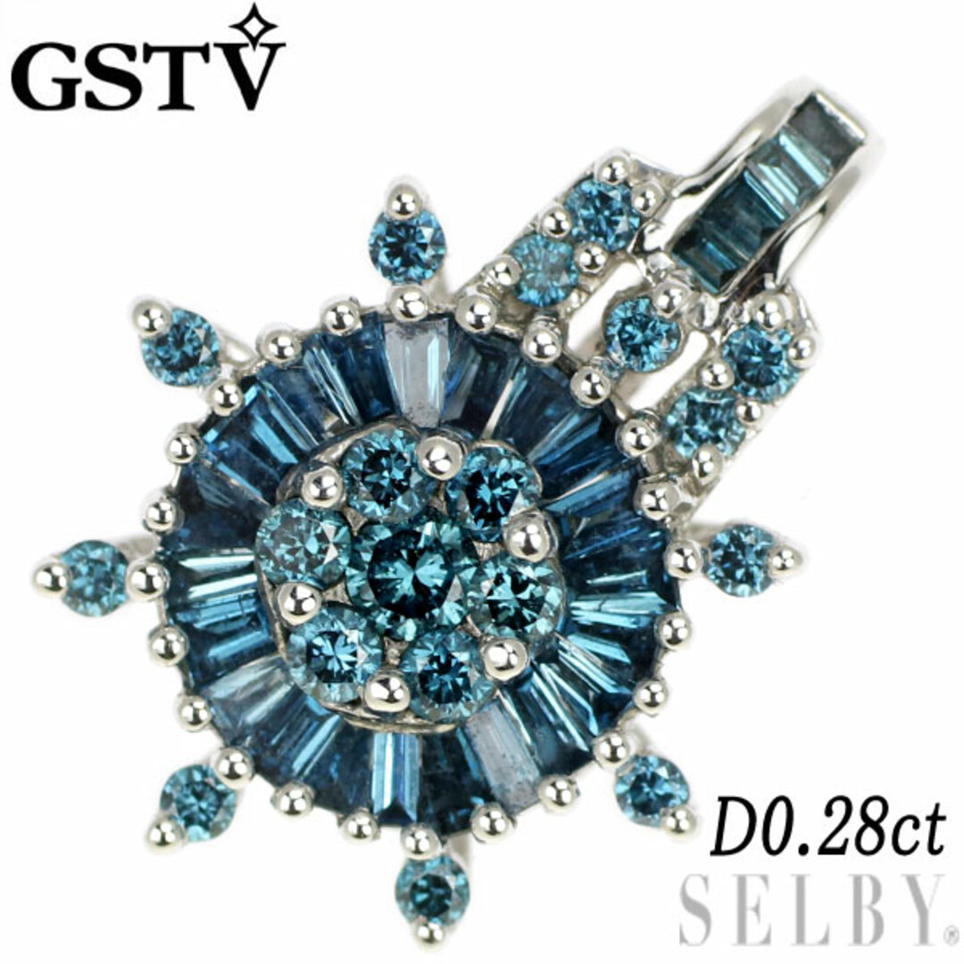 ネックレスGSTV K18WG ダイヤモンド ペンダントトップ TBD0.28ct