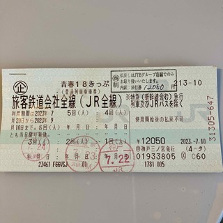 青春18きっぷ　2回分　2023年夏(鉄道乗車券)
