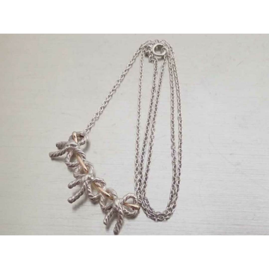 美品☆ティファニー ネックレス トリプルリボン シルバー&ゴールド-