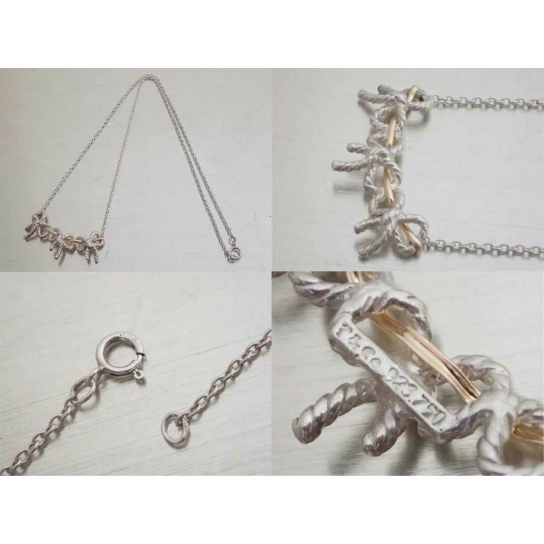 美品☆ティファニー ネックレス トリプルリボン シルバー&ゴールド-