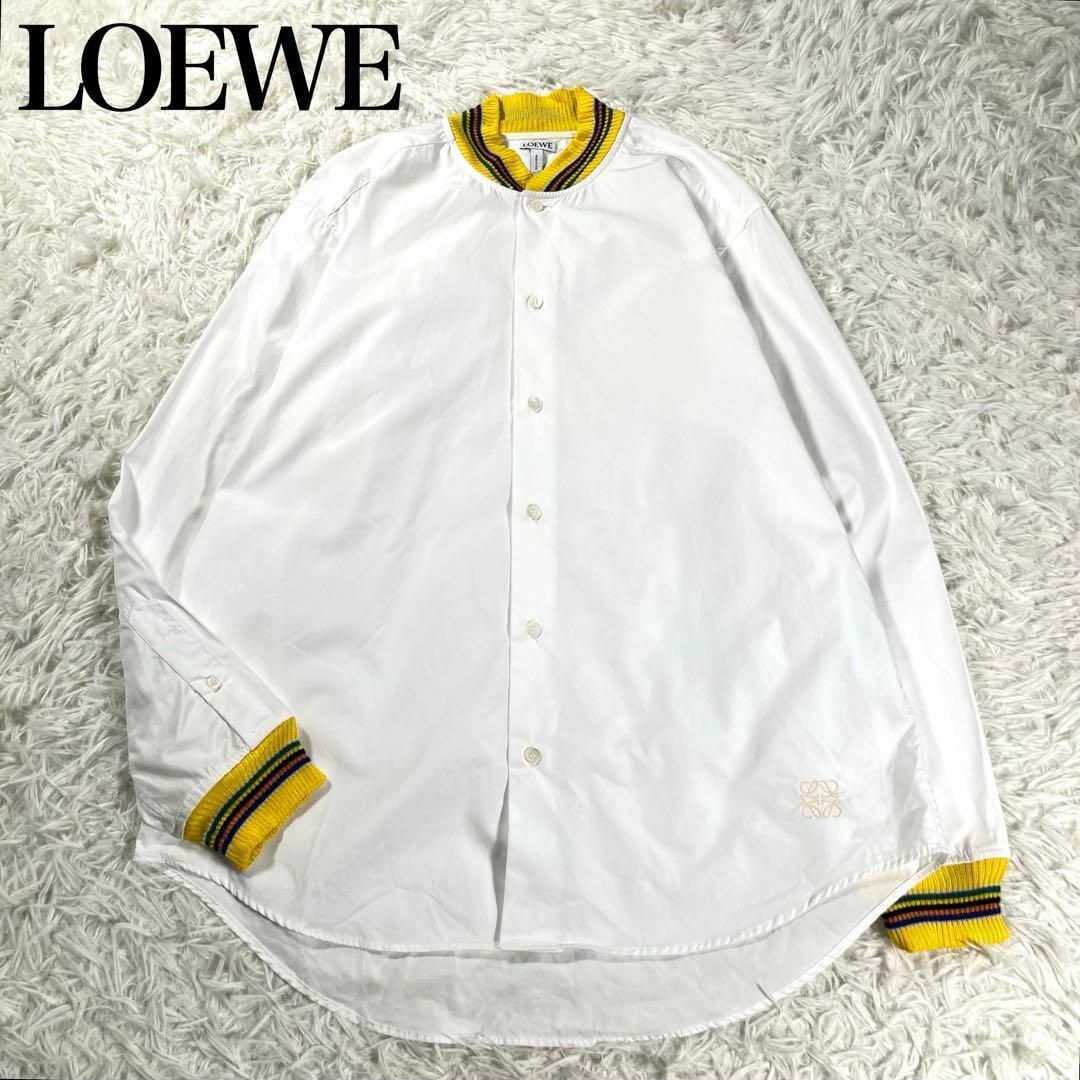 【極美品】LOEWE ロエベ　アナグラム刺繍　リブ付きスタジャン風長袖シャツ
