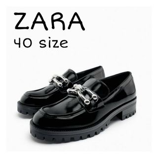 zara  エナメルシューズ  ロゴリボン  37 新品未使用