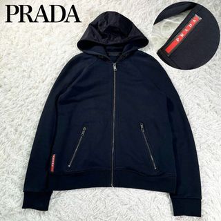 【極美品】PRADA プラダ　ラバータグ　フードナイロン切り替え　ジップパーカー