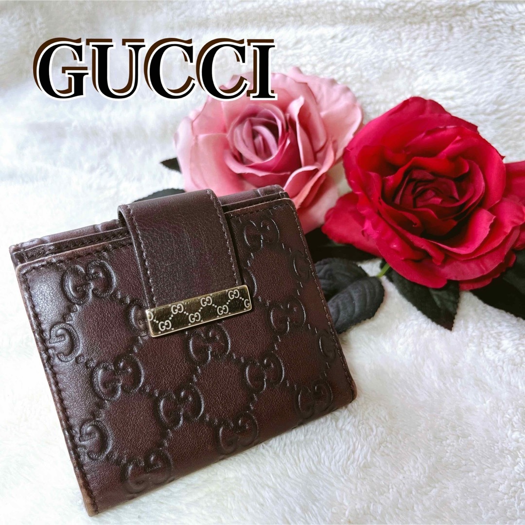 Gucci   1点限りグッチ GUCCI GGシマ Wホック財布 ダークブラウン