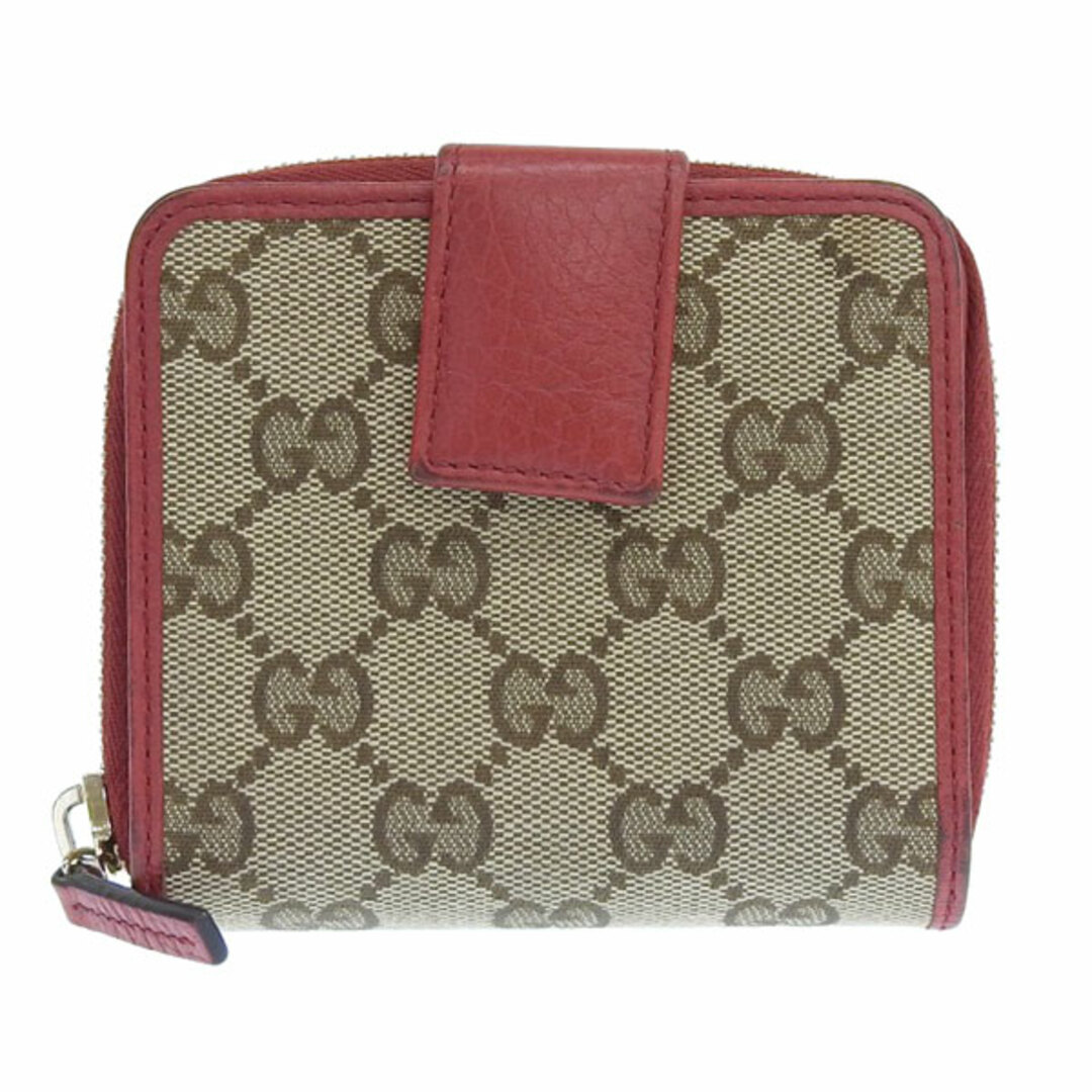 Gucci - 【中古】Gucci グッチ GGキャンバス 二つ折り コンパクト 財布