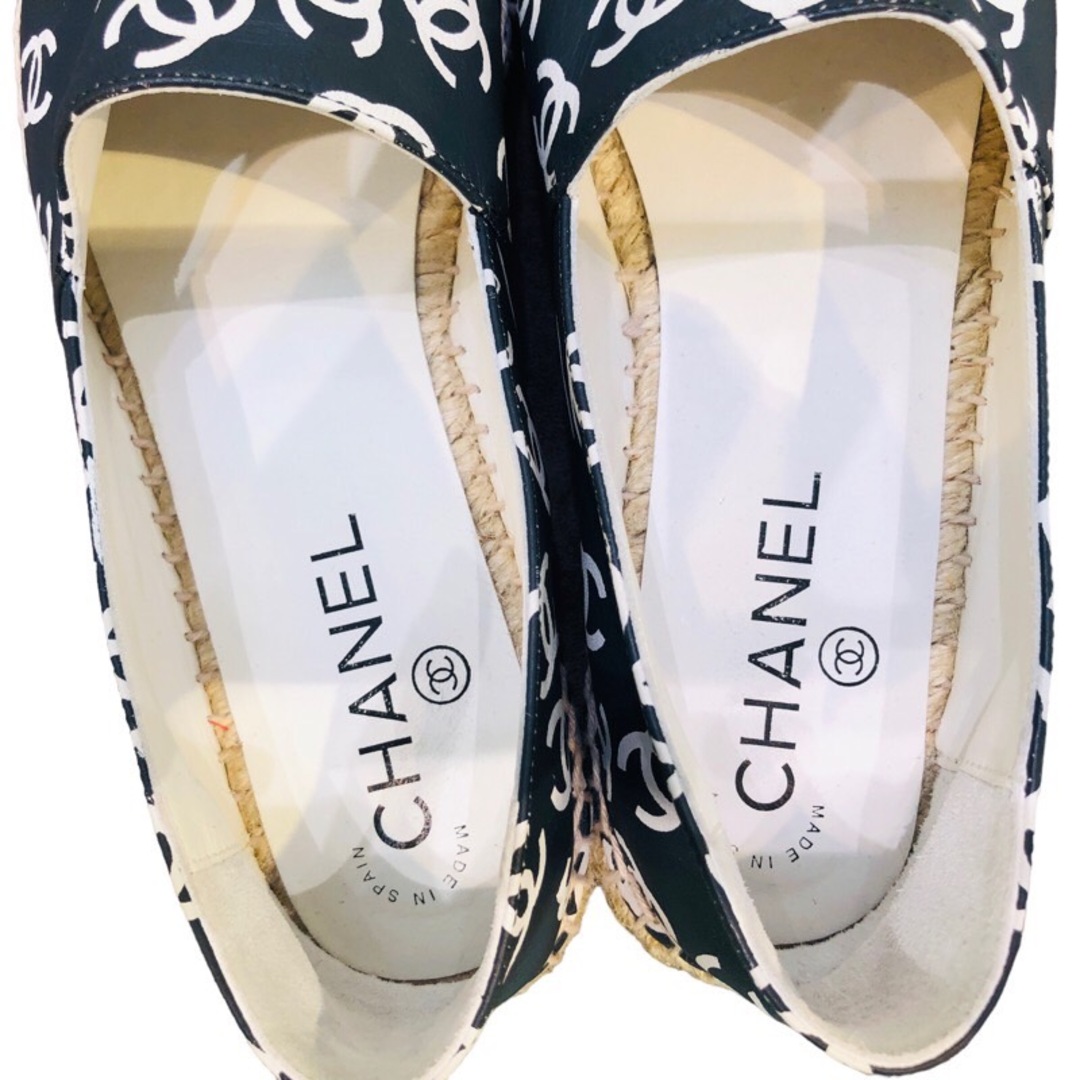 シャネル CHANEL ココマークレザーエスパドリーユ スリッポン レ【中古】