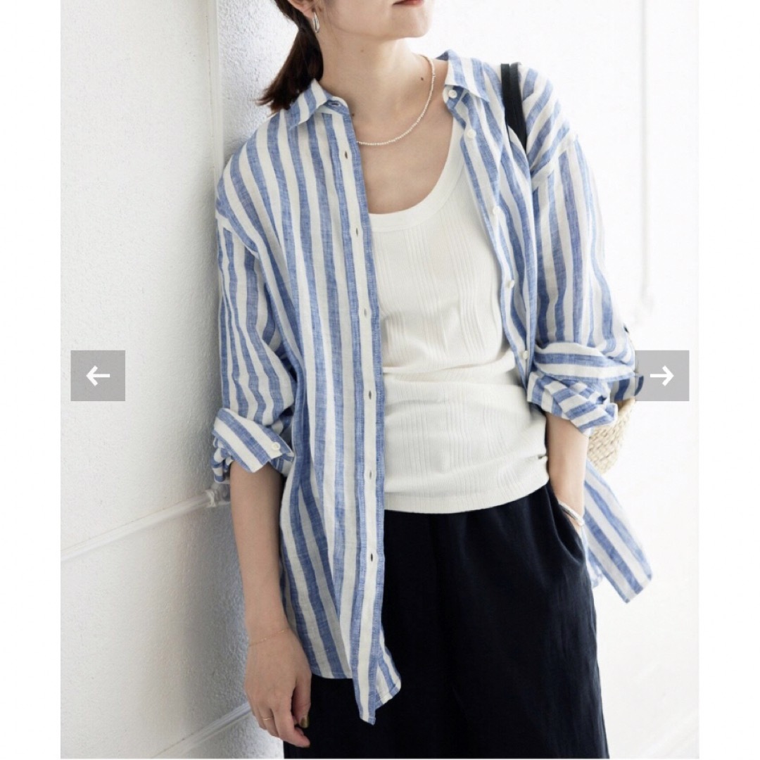 SLOBE IENA(スローブイエナ)のしゅん様専用★European Linen レギュラーシャツ bl レディースのトップス(シャツ/ブラウス(長袖/七分))の商品写真