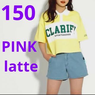 ピンクラテ(PINK-latte)の新品 ピンクラテ ラガーシャツ 半袖 ショート丈 トップス Tシャツ 150(Tシャツ/カットソー)