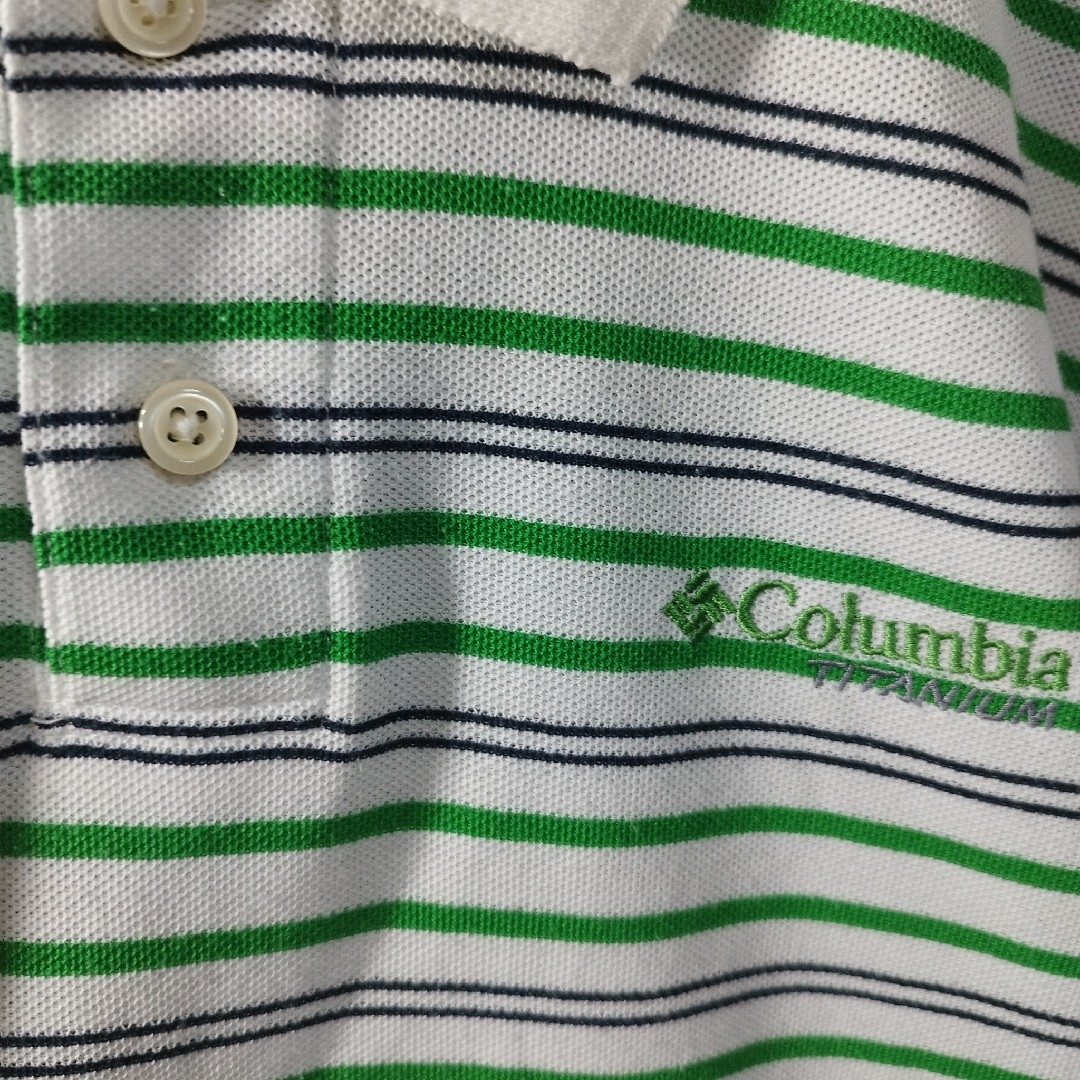 Columbia(コロンビア)の【Columbia TITANIUM】ボーダー柄ポロシャツ　半袖　刺繍ロゴ 夏 メンズのトップス(ポロシャツ)の商品写真