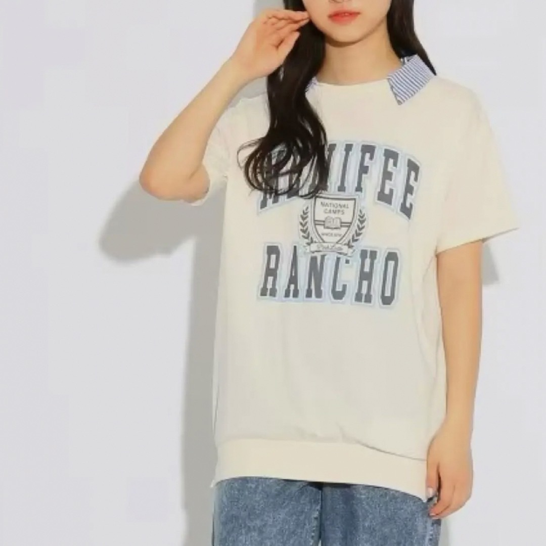 PINK-latte(ピンクラテ)の新品 ピンクラテ 2way 衿つき Tシャツ トップス つけ襟 ロゴ 140 キッズ/ベビー/マタニティのキッズ服女の子用(90cm~)(Tシャツ/カットソー)の商品写真