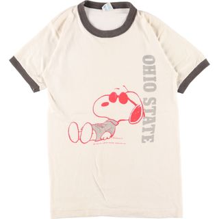 チャンピオン(Champion)の古着 80年代 チャンピオン Champion トリコタグ SNOOPY スヌーピー リンガーT キャラクタープリントTシャツ USA製 レディースS ヴィンテージ /eaa355328(Tシャツ(半袖/袖なし))