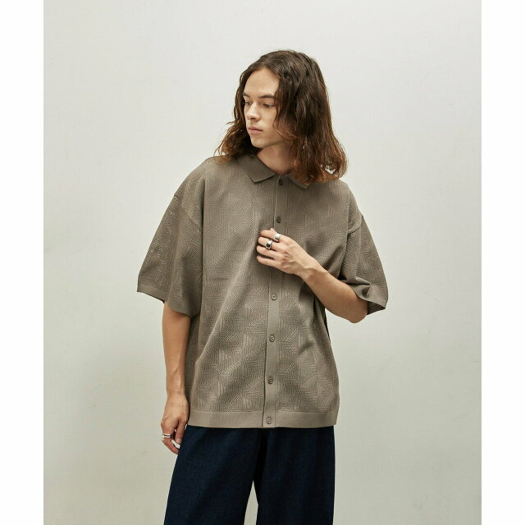 JUNRED(ジュンレッド)の【ベージュ（27）】メッシュニット半袖シャツ レディースのトップス(シャツ/ブラウス(長袖/七分))の商品写真