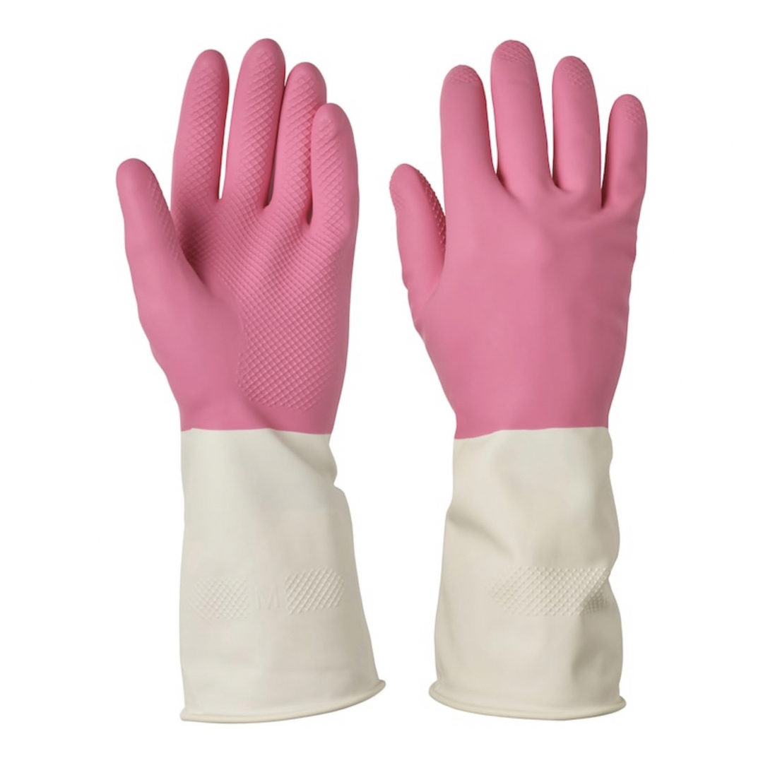 IKEA(イケア)のIKEA ゴム手袋Mサイズ　ピンク2セット インテリア/住まい/日用品の日用品/生活雑貨/旅行(日用品/生活雑貨)の商品写真