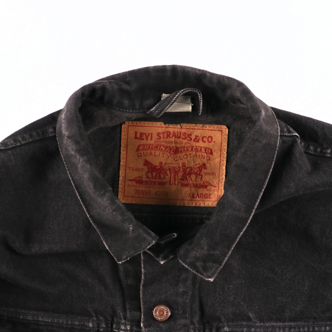 90年代 リーバイス Levi's 70598-4159 特大パッチ ブラック デニムジャケット Gジャン メンズXL ヴィンテージ  /eaa358471