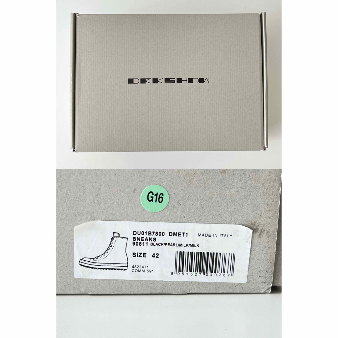 新品27cm RICK OWENS DRKSHDW ブラック 刺繍入りスニーカー