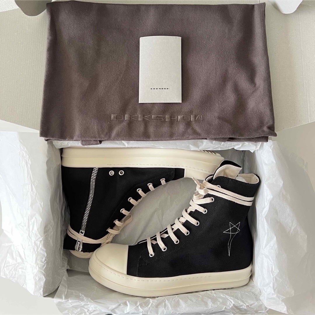 新品27cm RICK OWENS DRKSHDW ブラック 刺繍入りスニーカー !新品未