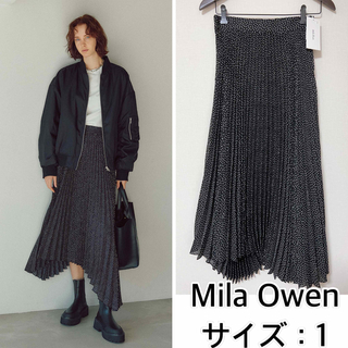 ミラオーウェン(Mila Owen)の新品❤️Mila Owen 後ろゴムランダムヘムプリーツスカート　ドット(ロングスカート)