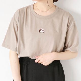 エヘカソポ(ehka sopo)の新品未使用　ワンコ刺繍Tシャツ　ベージュ(Tシャツ/カットソー(半袖/袖なし))