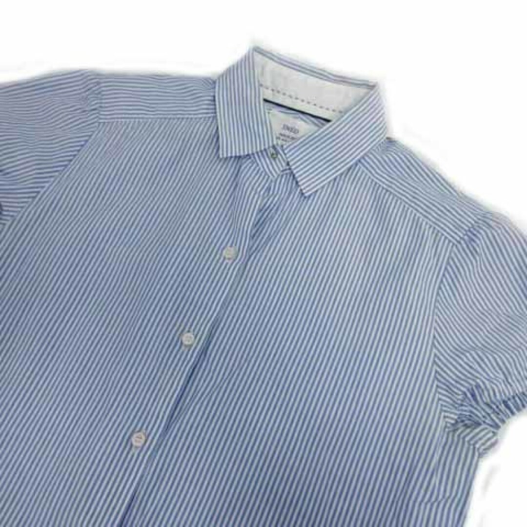 INED(イネド)のイネド INED DEPUIS 1992 シャツ 半袖 ストライプ 青 白 9 レディースのトップス(シャツ/ブラウス(半袖/袖なし))の商品写真