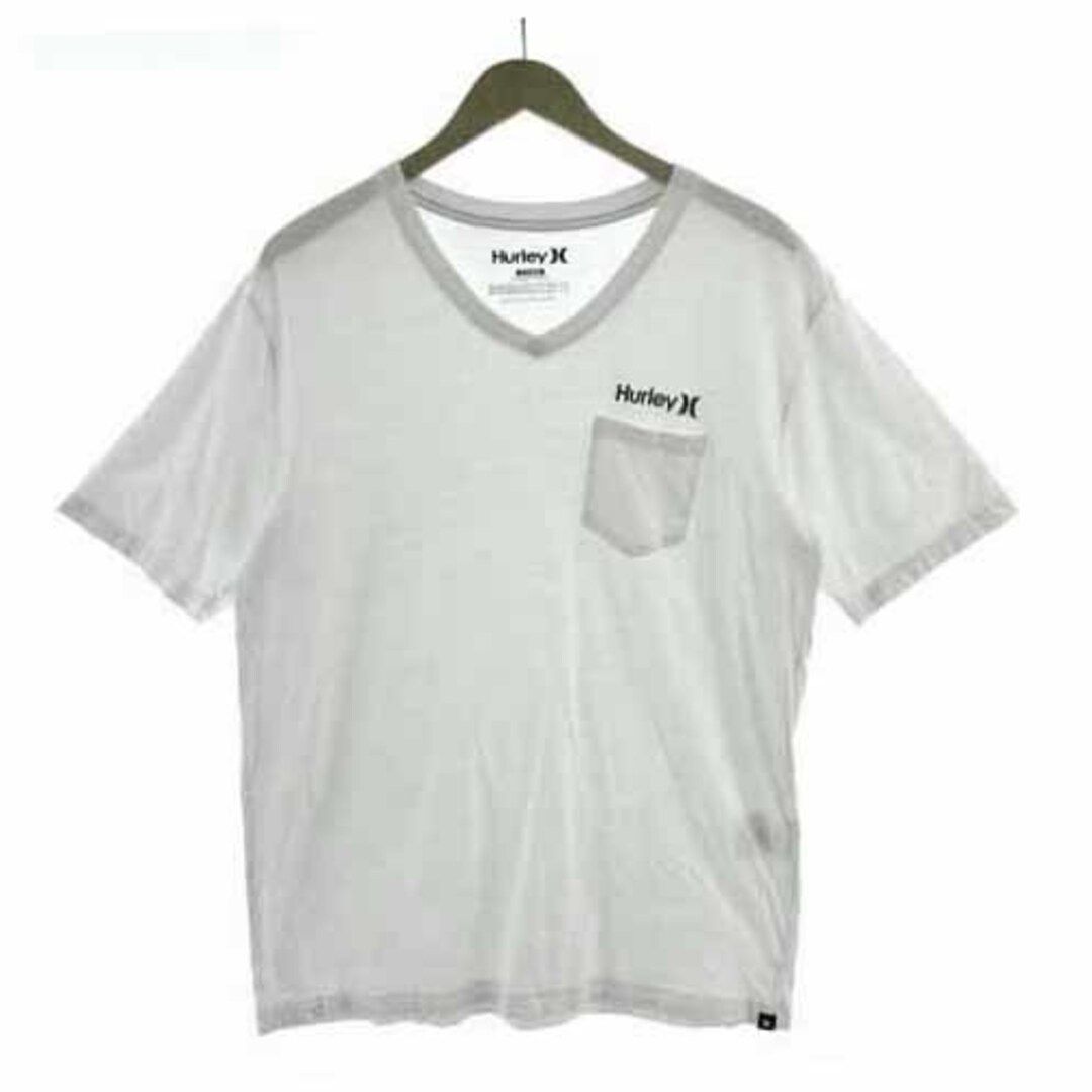 Hurley(ハーレー)のハーレー Hurley Tシャツ 胸ポケ Vネック 半袖 ロゴ 白 黒 XL メンズのトップス(Tシャツ/カットソー(半袖/袖なし))の商品写真