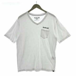 ハーレー(Hurley)のハーレー Hurley Tシャツ 胸ポケ Vネック 半袖 ロゴ 白 黒 XL(Tシャツ/カットソー(半袖/袖なし))