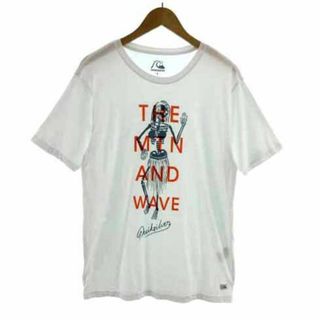 クイックシルバー QUIKSILVER Tシャツ 半袖 ロゴ プリント 白 L(Tシャツ/カットソー(半袖/袖なし))