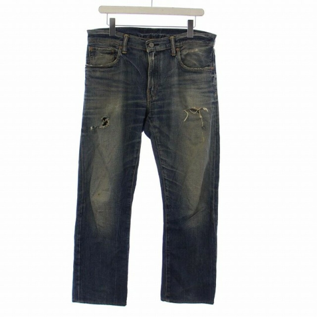 Levi's 502 デニムパンツ ジーンズ ダメージ加工 W34 L33 青