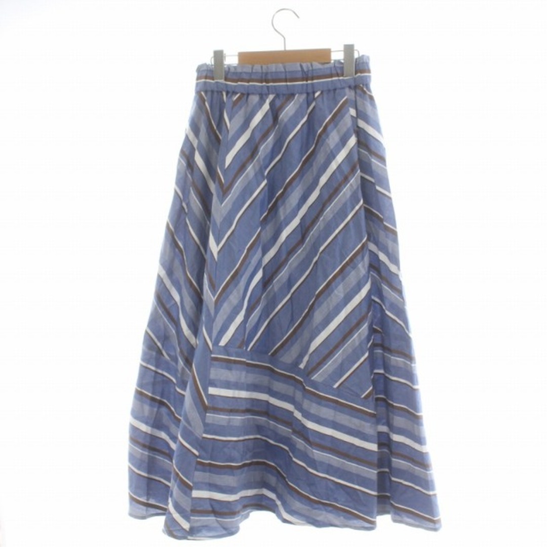 STRAWBERRY-FIELDS(ストロベリーフィールズ)のストロベリーフィールズ フレアスカート イージー ロング ストライプ 2 青 レディースのスカート(ロングスカート)の商品写真